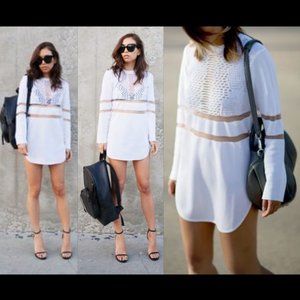 New Alexander Wang x H&M crew neck pullover mesh cutout sheer tunic minidress